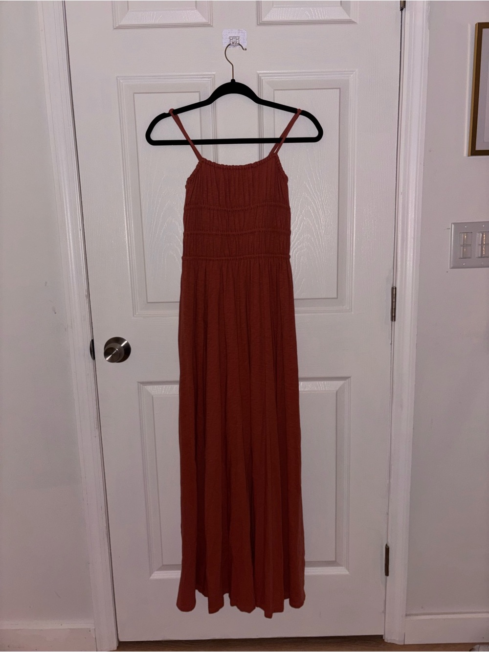 American Eagle Outfitters Rust-Brown Spaghetti Strap Maxi Dress